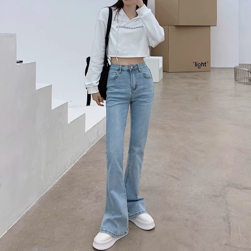 Vapetix S-2XL New Model Hoof High-Waisted Versatile Slimming 2024 Spring and Autumn Flowy Micro-Ripple Women's Di