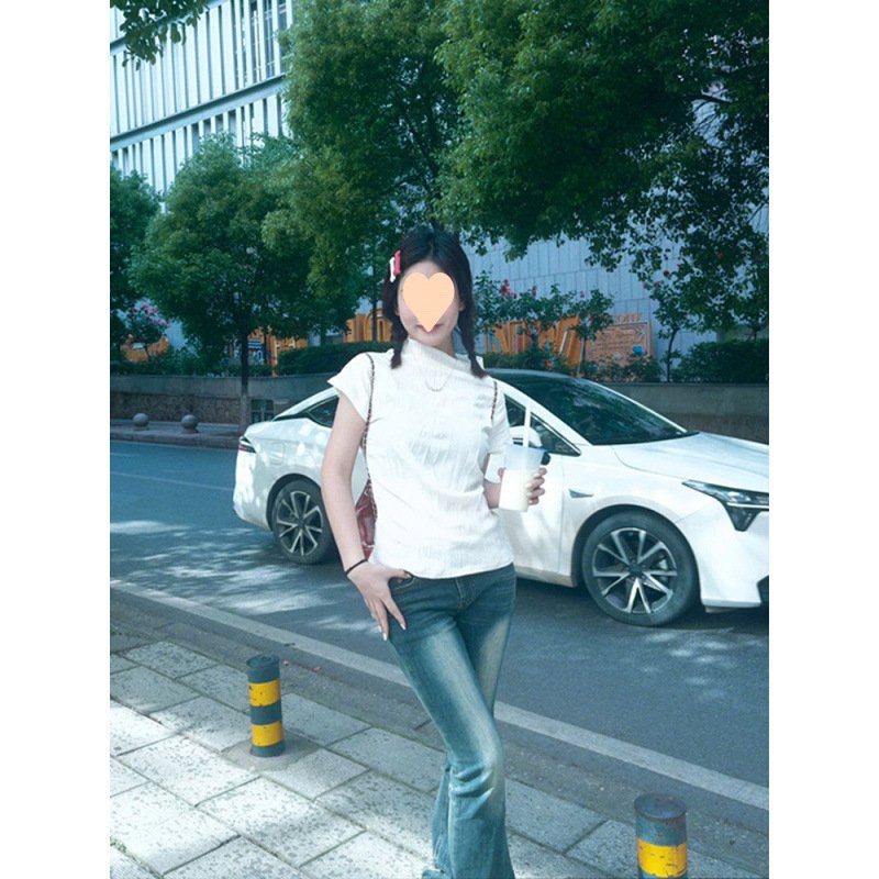 Vapetix XS-2XL Vintage American Regular Shoulder Short Sleeve Women's Summer Fitted Waist Pleated Design Aesthetic – Bild 2