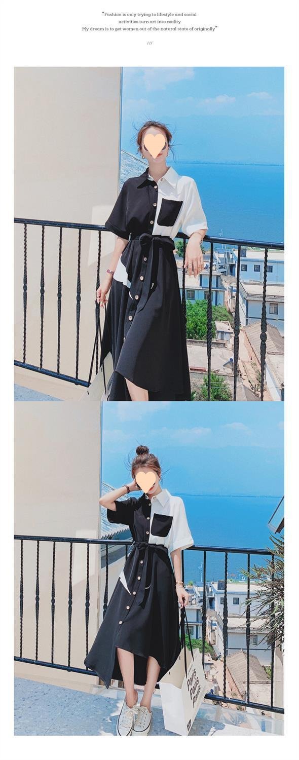 Vapetix S-XXS Irregular Color-Block Dress Women's Spring/Summer 2025 New French Style Elegant Slim-Fit Chic Niche