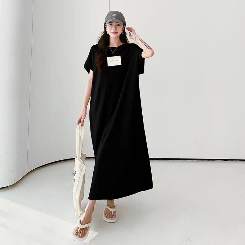 Vapetix M-4XL Amazon Korean Version Short Sleeve Wind Sleep Dress Summer Casual Long Dress Can Be Worn Outside Fa