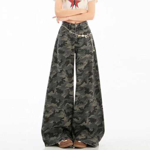 Vapetix XS-4XL  Cleaning Fat Girl Camouflage Denim Jeans for Female Influencers American Street Style Design High-W – Bild 5