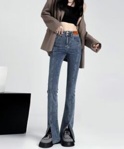 Vapetix XS/25-2XL/30  Women's High-Waisted Legging Jeans with Slits 2024 Spring and Autumn New Slimming and Tall-Showing