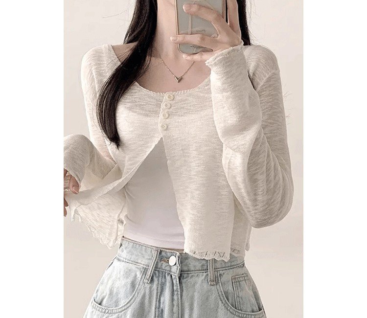 Vapetix Free Size-Free Size Lady's Short-Sleeve Top 2025 Spring Unique Style Knit Long-Sleeve Sun Protection Shirt New Style Ou