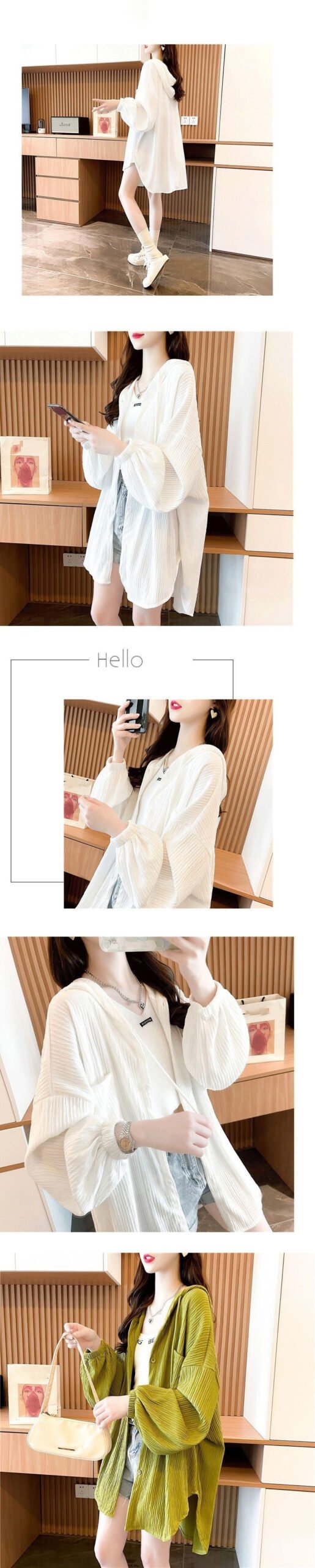 Vapetix S (around 95 jin)-3XL (75kg-85kg) Women's Loose Fit Long-Sleeve Shirt Top, Hooded Sun Protection Jacket, Summer New Outerwear, Stylis - 图片 2