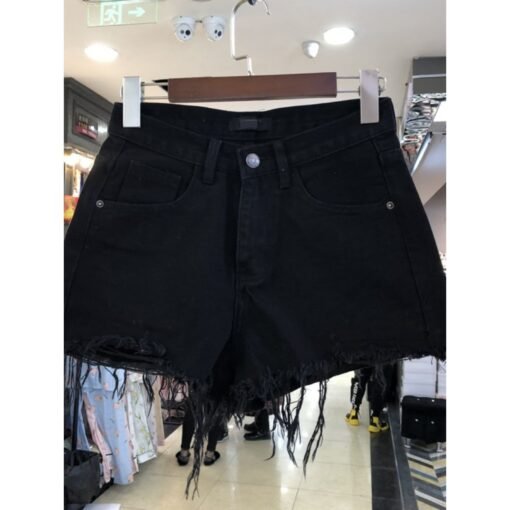 Vapetix S size [80-95 lbs]-5XL size [180-200 lbs]  Women's Loose Straight Leg White High-Waisted Denim Shorts 2025 New Trendy Fat Fashion Student Outf – Bild 2