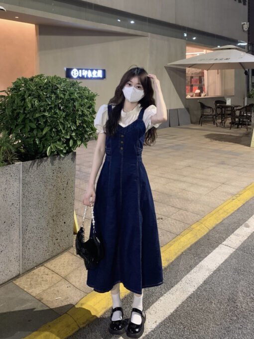 Vapetix S【Recommended within 100 jin】-XL【Suggested 140-160 lbs】  Complete matching set, age-defying summer denim spaghetti strap maxi dress for women, petite and pl – Bild 2