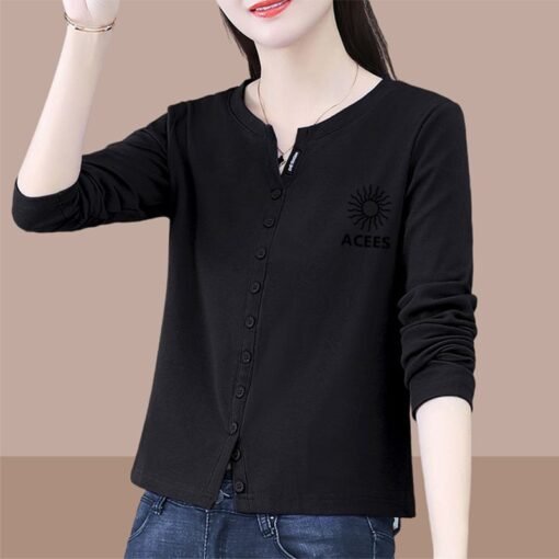Vapetix M-4XL  100% Pure Cotton Spring and Autumn Long Sleeve Women's Stylish Casual Fashion Top for Outwear, Vers – Bild 2