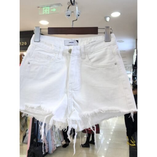 Vapetix S size [80-95 lbs]-5XL size [180-200 lbs]  Women's Loose Straight Leg White High-Waisted Denim Shorts 2025 New Trendy Fat Fashion Student Outf – Bild 3