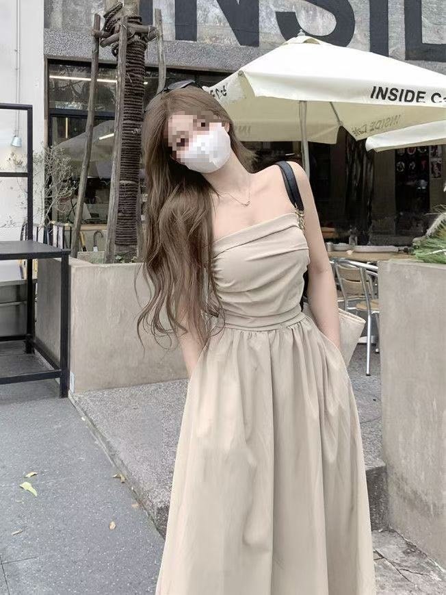 Vapetix S-2XL Sexy pleated tube dress women's fashion elegant A-line skirt cinched waist slimming sleeveless ligh – Bild 4