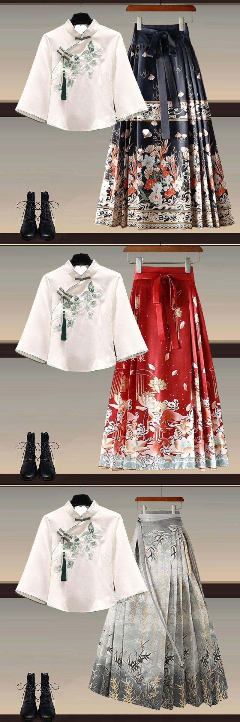 Vapetix Suggest 80-100斤 for M-4XL recommended for 180-200 lbs Mint Green New Chinese Style Ancient Wind Women's Summer 2025 Chinese Style Hanfu Top Mamian Skirt – Bild 2