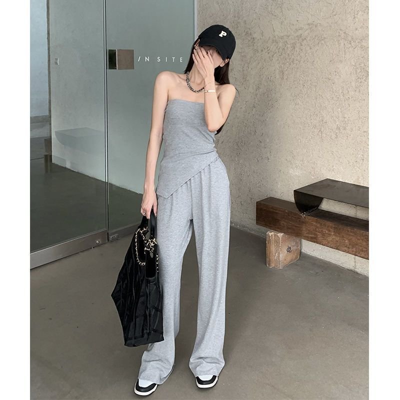 Vapetix S-XL Summer Pure Desire Women's Set: Asymmetrical Knit Bralette + High-Waist Wide-Leg Pants – Bild 2