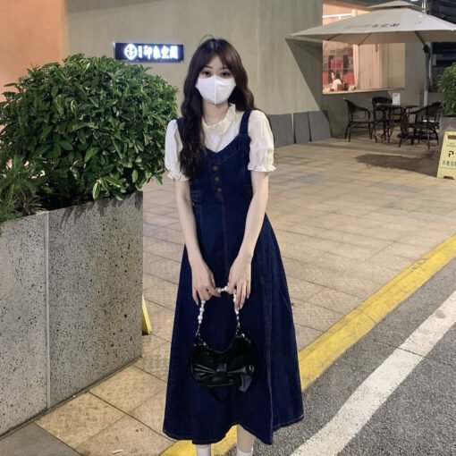 Vapetix S【Recommended within 100 jin】-XL【Suggested 140-160 lbs】  Complete matching set, age-defying summer denim spaghetti strap maxi dress for women, petite and pl – Bild 3