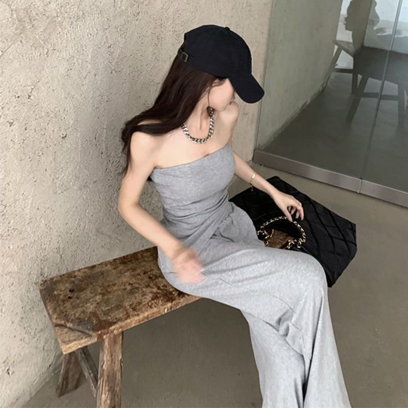 Vapetix S-XL Summer Pure Desire Women's Set: Asymmetrical Knit Bralette + High-Waist Wide-Leg Pants – Bild 3