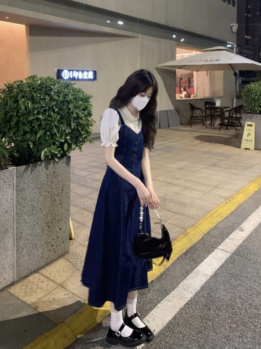Vapetix S【Recommended within 100 jin】-XL【Suggested 140-160 lbs】  Complete matching set, age-defying summer denim spaghetti strap maxi dress for women, petite and pl – Bild 4