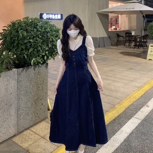Vapetix S【Recommended within 100 jin】-XL【Suggested 140-160 lbs】  Complete matching set, age-defying summer denim spaghetti strap maxi dress for women, petite and pl – Bild 5