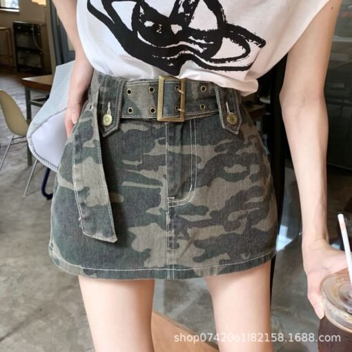 Vapetix XS-XXL  Ladies' Summer New Arrival Camouflage Denim Loose Short Skirt American Retro Style High-Waisted Coo – Bild 4