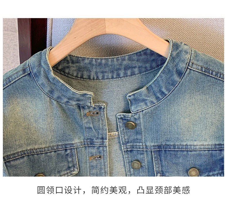 Vapetix S Recommend 80-100 pounds-3XL size is recommended for 140-150 pounds. Vintage Short Denim Jacket 2024 New Arrival Women's Spring/Early Spring Denim Jacket for Petite Fig