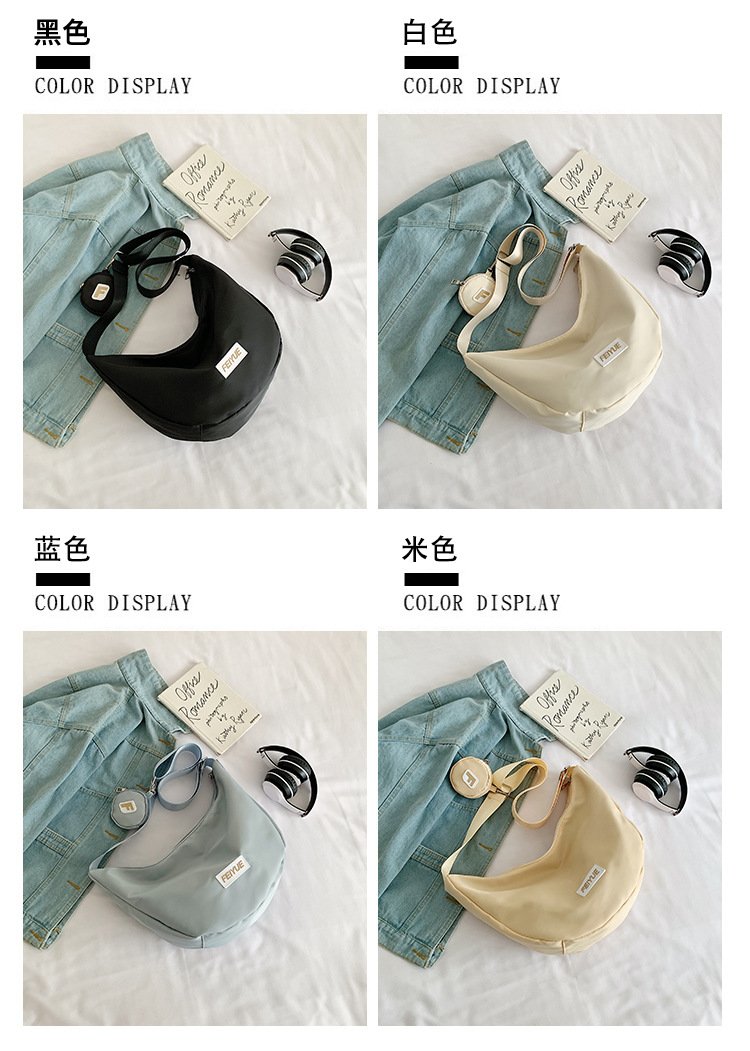 Vapetix Free Size-Free Size Korean-style large-capacity nylon single-shoulder bag, 2022 new design crossbody bag, underarm bag, - 图片 4