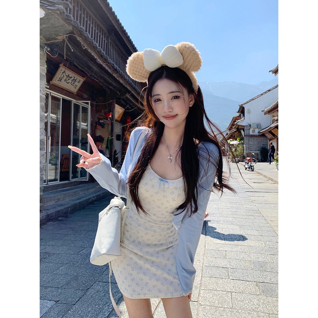 Vapetix S-XL French-inspired gentle-style waist-defined set: women's lace-trimmed patchwork coat with spring/sum – Bild 2