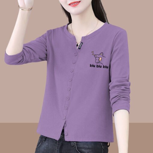 Vapetix M-4XL  100% Pure Cotton Spring and Autumn Long Sleeve Women's Stylish Casual Fashion Top for Outwear, Vers – Bild 3