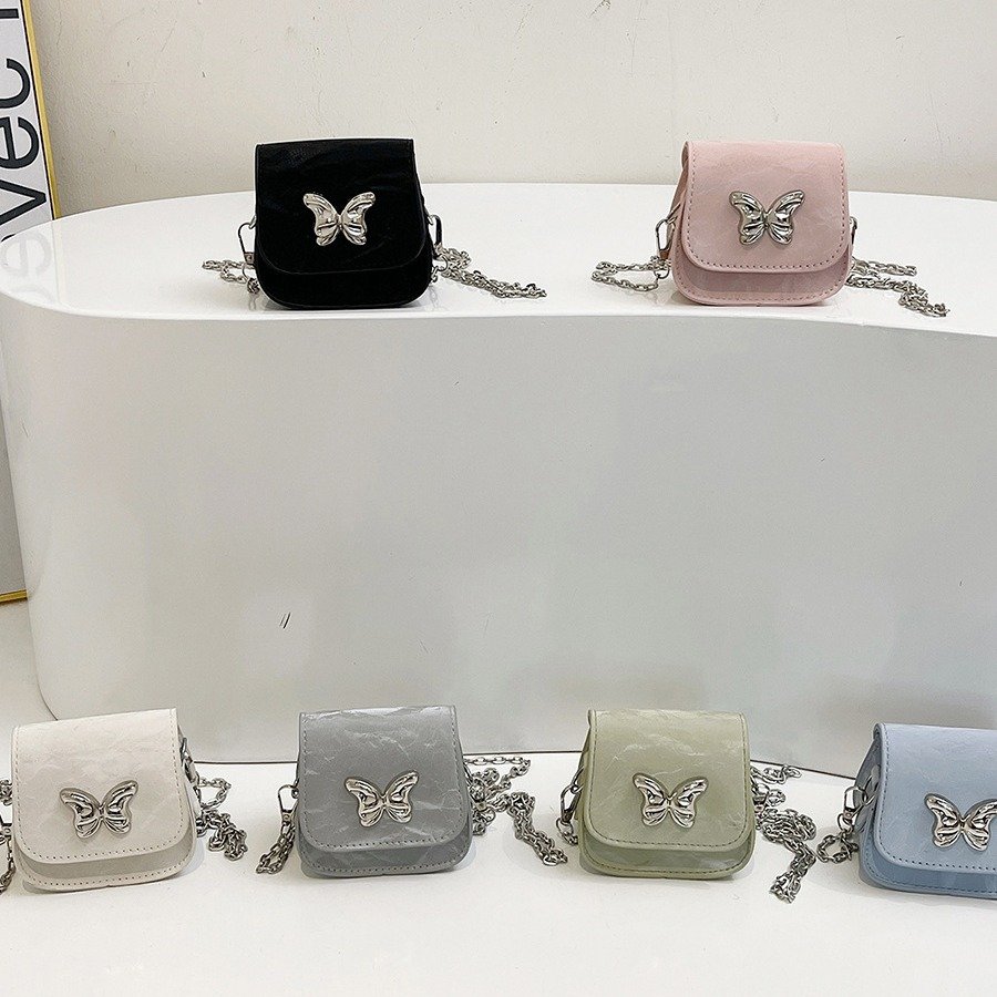 Vapetix Free Size-Free Size Elegant Women's Summer 2024 Mini Lipstick Crossbody Bag, Trendy Butterfly Chain Shoulder Bag - 图片 2