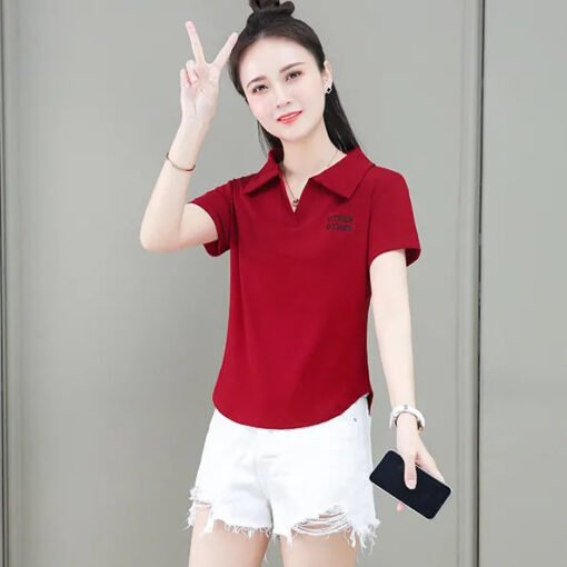 Vapetix L-3XL  Summer Collar Polo Shirt Top, Versatile and Fitted Korean Style Embroidered Short-Sleeve T-shirt fo – Bild 3