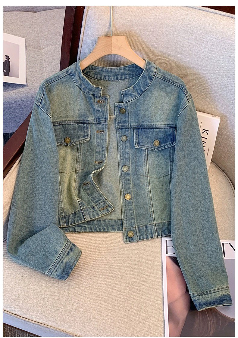 Vapetix S Recommend 80-100 pounds-3XL size is recommended for 140-150 pounds. Vintage Short Denim Jacket 2024 New Arrival Women's Spring/Early Spring Denim Jacket for Petite Fig – Bild 3
