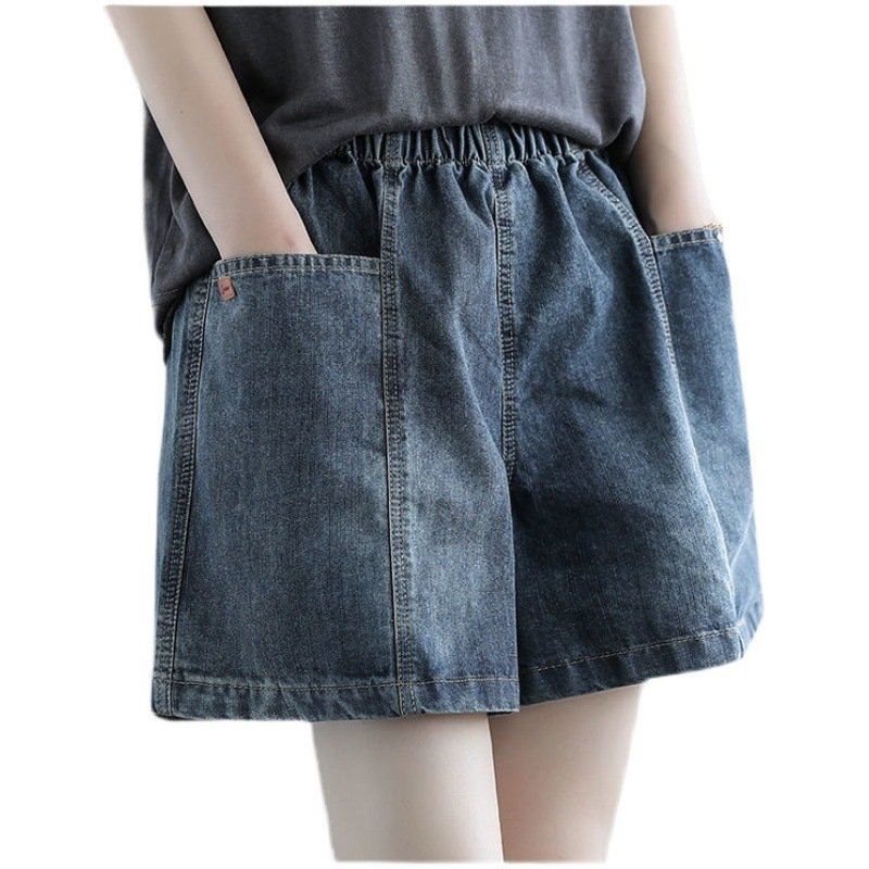 Vapetix S (Recommended within 100 pounds)-3XL (Recommended weight: 160-180 lbs) Summer Korean-style denim shorts for women, large pockets, loose and slimming, youthful and versati - 图片 5