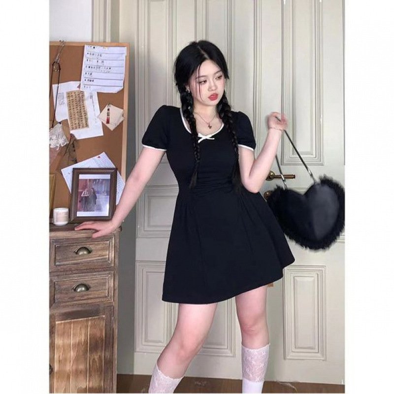 Vapetix S-2XL Plus Size Women's Sexy Pleated Waist-Slimming Backless Dress 2025 Summer French First Love Kikyo Bl – Bild 3