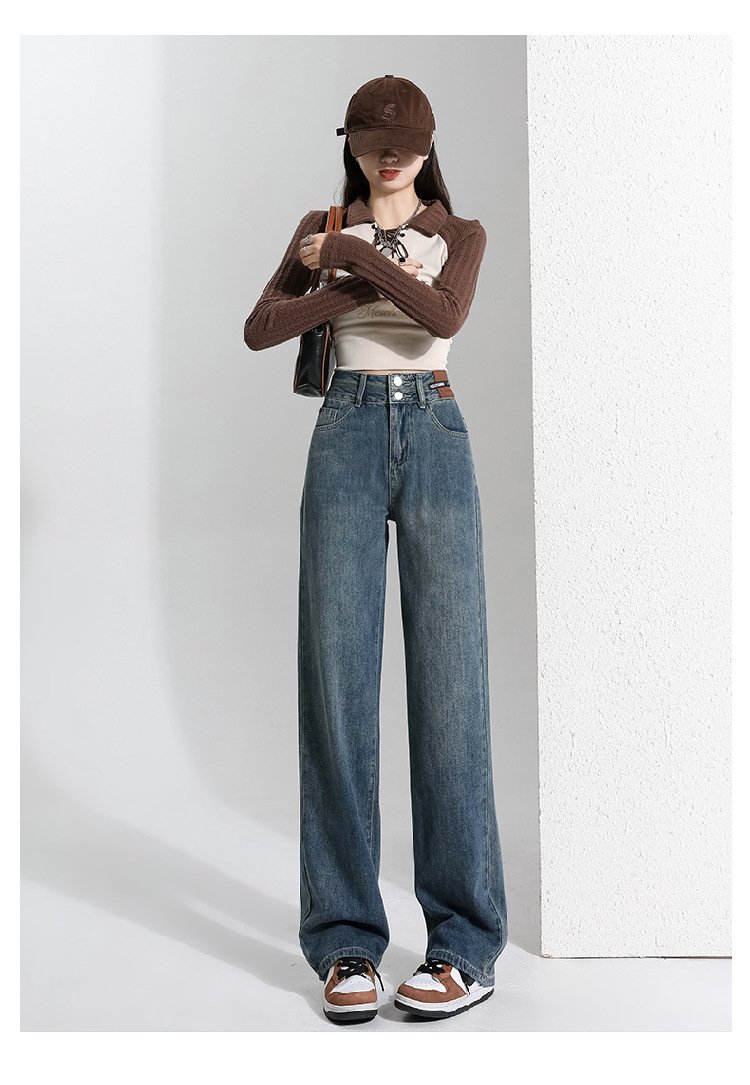 Vapetix XS-3XL Women's Pear Shape Slimming Straight Leg Wide Leg Summer Jeans, Small Frame Loose High Waist Floor- – Bild 4