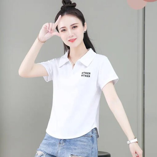 Vapetix L-3XL  Summer Collar Polo Shirt Top, Versatile and Fitted Korean Style Embroidered Short-Sleeve T-shirt fo – Bild 5