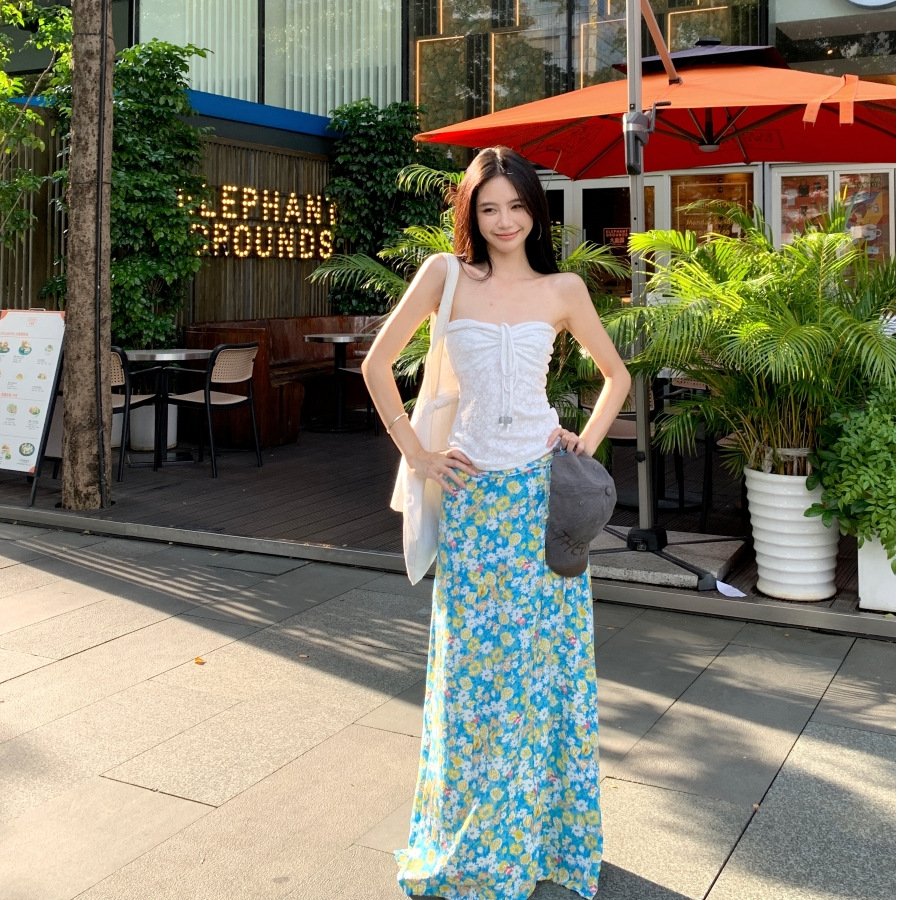 Vapetix S-XL Pure Desire Style Gathered Waist-Corset Blouse Top Women Summer Floral Print Slimming High-Waisted – Bild 3