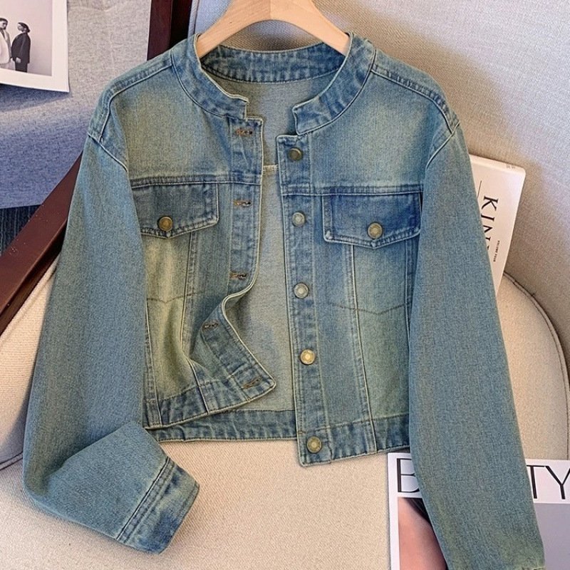 Vapetix S Recommend 80-100 pounds-3XL size is recommended for 140-150 pounds. Vintage Short Denim Jacket 2024 New Arrival Women's Spring/Early Spring Denim Jacket for Petite Fig – Bild 4