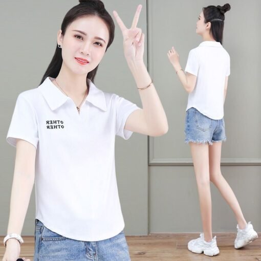 Vapetix L-3XL  Summer Collar Polo Shirt Top, Versatile and Fitted Korean Style Embroidered Short-Sleeve T-shirt fo – Bild 7