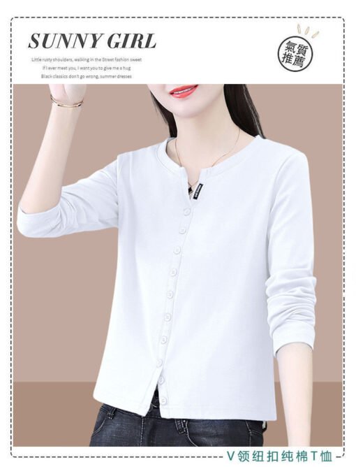 Vapetix M-4XL  100% Pure Cotton Spring and Autumn Long Sleeve Women's Stylish Casual Fashion Top for Outwear, Vers – Bild 4