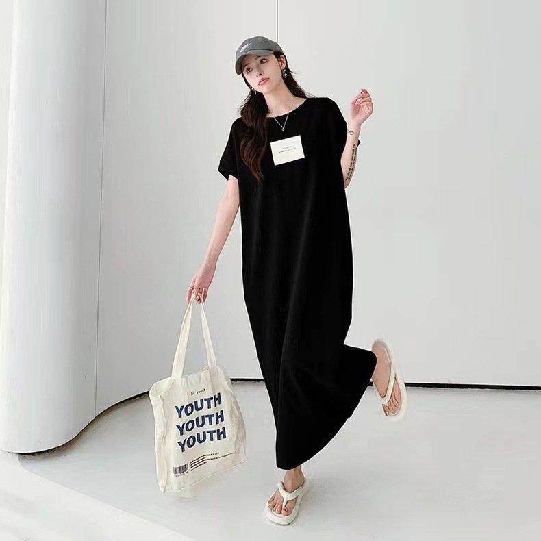 Vapetix M-4XL Amazon Korean Version Short Sleeve Wind Sleep Dress Summer Casual Long Dress Can Be Worn Outside Fa – Bild 5