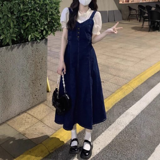 Vapetix S【Recommended within 100 jin】-XL【Suggested 140-160 lbs】  Complete matching set, age-defying summer denim spaghetti strap maxi dress for women, petite and pl – Bild 8