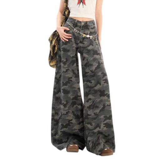Vapetix XS-4XL  Cleaning Fat Girl Camouflage Denim Jeans for Female Influencers American Street Style Design High-W – Bild 7