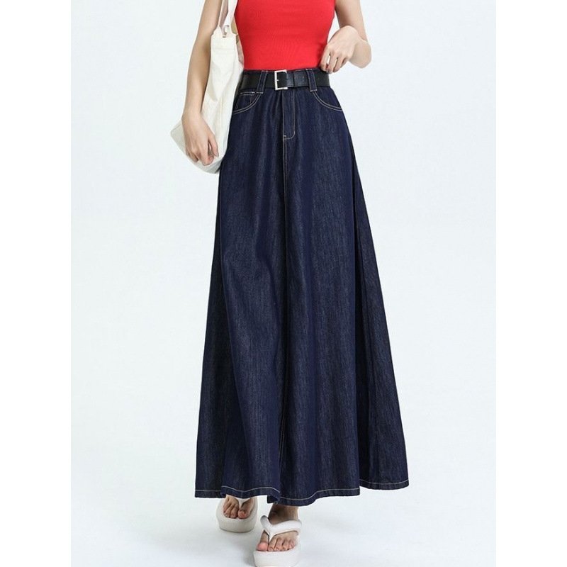 Vapetix Deep Blue 【Original Manufacturer】-Deep Blue 【Original Manufacturer】 Vintage High-End Denim Half-Skirt for Women, Spring and Autumn, Plus Size, Reaches Ankles, Original – Bild 3