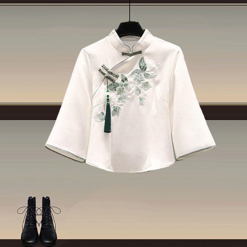 Vapetix Suggest 80-100斤 for M-4XL recommended for 180-200 lbs Mint Green New Chinese Style Ancient Wind Women's Summer 2025 Chinese Style Hanfu Top Mamian Skirt – Bild 5