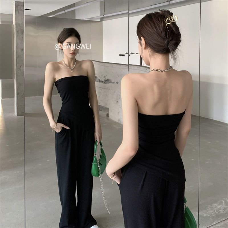 Vapetix S-XL Summer Pure Desire Women's Set: Asymmetrical Knit Bralette + High-Waist Wide-Leg Pants – Bild 4