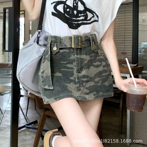Vapetix XS-XXL  Ladies' Summer New Arrival Camouflage Denim Loose Short Skirt American Retro Style High-Waisted Coo – Bild 5