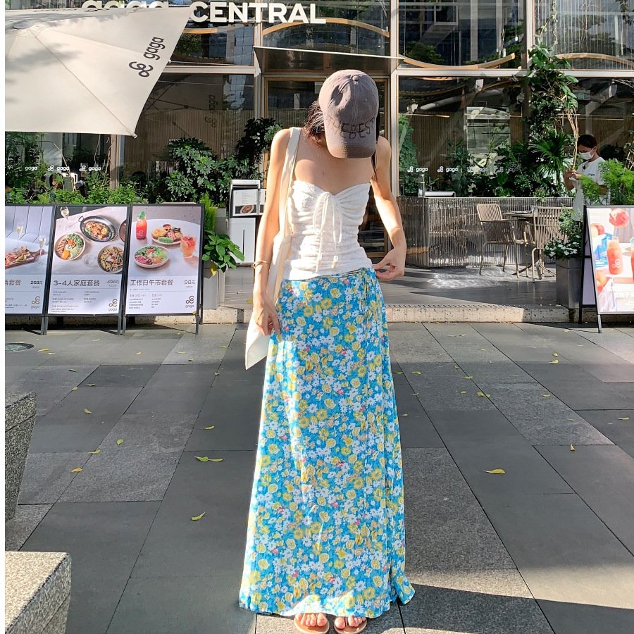 Vapetix S-XL Pure Desire Style Gathered Waist-Corset Blouse Top Women Summer Floral Print Slimming High-Waisted – Bild 6