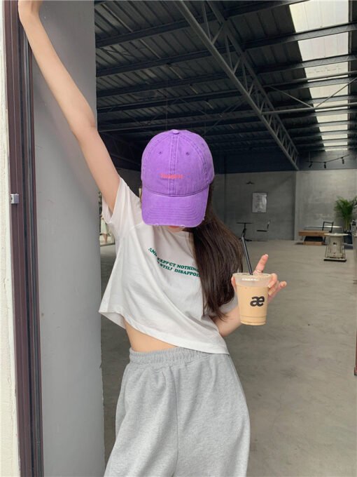 Vapetix M-2XL  2025 Summer Korean Version New Loose Short Length Subtle Nipple Revealing Letter Print Short Sleeve – Bild 7