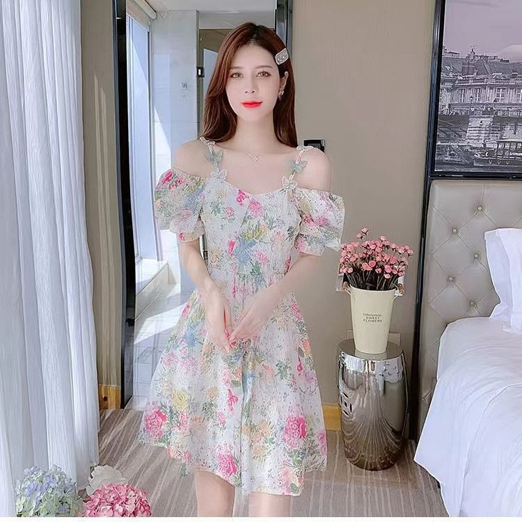 Vapetix M-4XL Please check the actual item before placing an order. #Floral Dress with Puffed Sleeve, Off-the-Sho – Bild 6