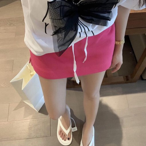 Vapetix S-2XL  Women's Shorts Skirt 2024 Summer New Sweet False Two-Piece Design Elastic Waist Versatile Skirt Sho – Bild 6