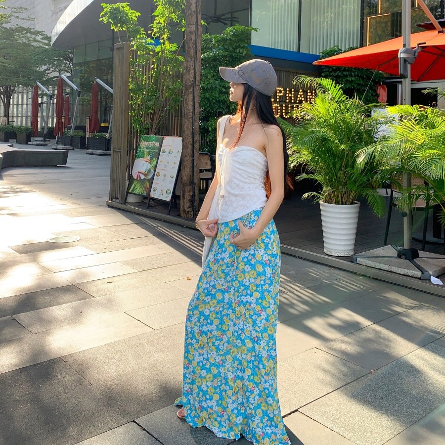 Vapetix S-XL Pure Desire Style Gathered Waist-Corset Blouse Top Women Summer Floral Print Slimming High-Waisted – Bild 7