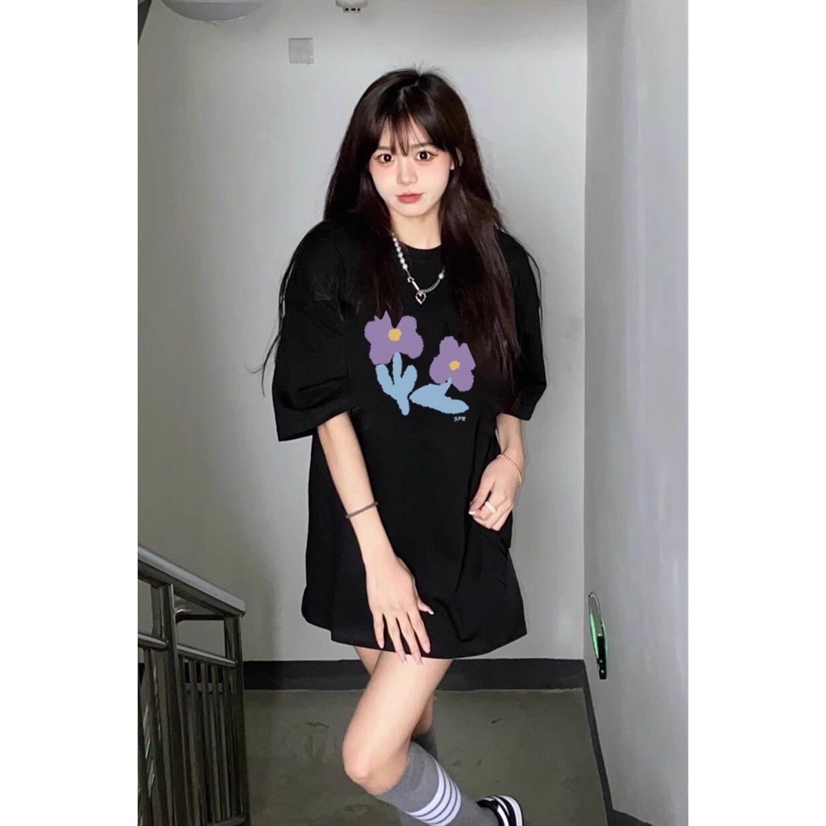 Vapetix M-4XL Women's Summer Loose Black Short Sleeve T-shirt for Plus Size, with Multiple Dopamine Outfits and H – Bild 5