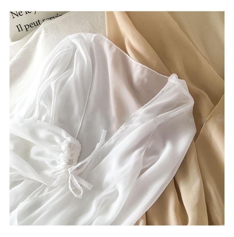 Vapetix S-2XL Summer white fairy-like thin versatile chiffon open jacket women's top for layering long-sleeved su – Bild 8