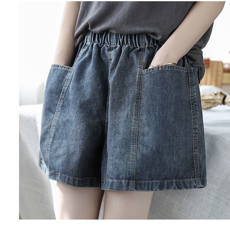 Vapetix S (Recommended within 100 pounds)-3XL (Recommended weight: 160-180 lbs) Summer Korean-style denim shorts for women, large pockets, loose and slimming, youthful and versati - 图片 7